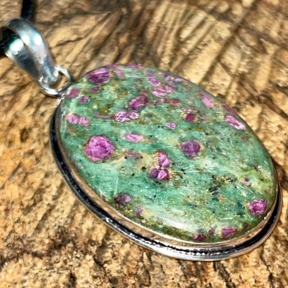 Corundum Ruby Fuchsite Pendant 2” - Picture 11 of 13